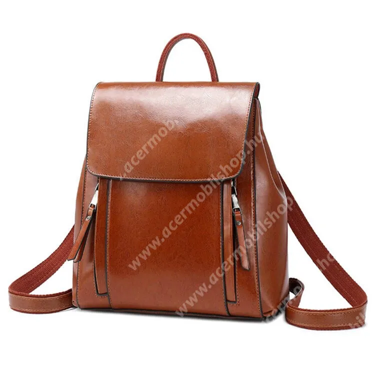 ACER Liquid Z3 Női hátizsák, Álllítható pánt, Hordozófül, Cipzár, Valódi marhabőr, 280x310x110mm, Barna