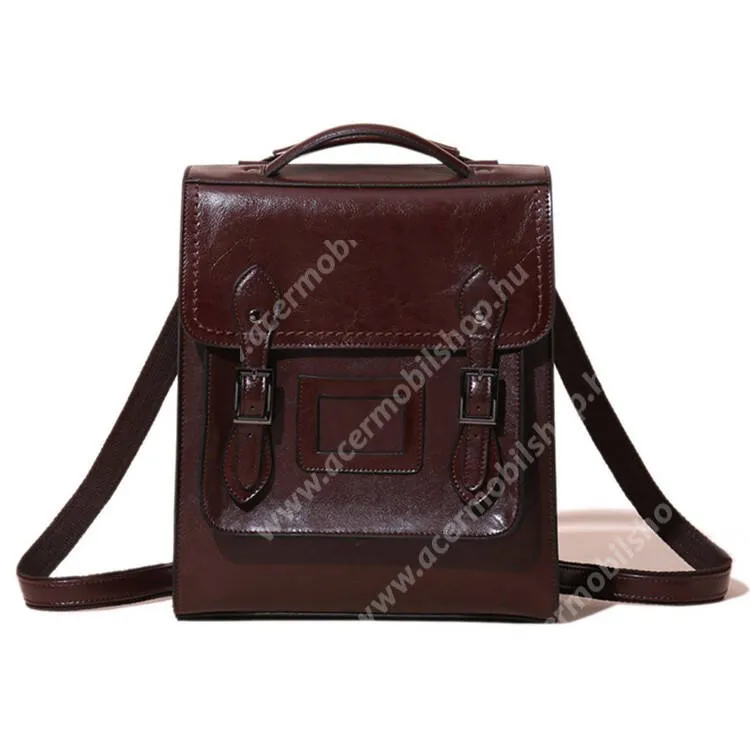 ACER Liquid Z3 Női hátizsák, Álllítható pánt, Hordozófül, Cipzár, Csat, Valódi marhabőr, 270x330x100mm, Kávébarna