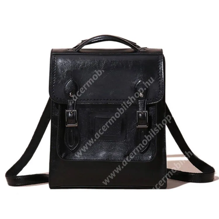 ACER Liquid Z3 Női hátizsák, Álllítható pánt, Hordozófül, Cipzár, Csat, Valódi marhabőr, 270x330x100mm, Fekete