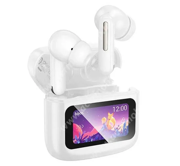  Hoco vezeték nélküli fülhallgató, Bluetooth v5.4, Sztereo, TWS, Mikrofon, Zajszűrő, Érintőkijelző, Töltőtok, EQ14, Fehér