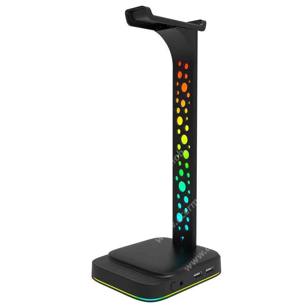 ACER Liquid S1 RGB színváltós gamer fejhallgató állvány, 1 x USB-C, 2 x USB-A, 1 x 3,5mm Aux csatlakozással, Fekete