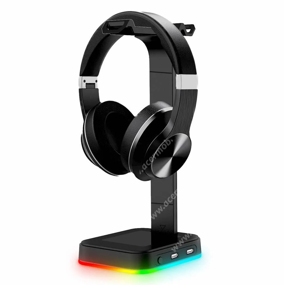 ACER Liquid Z3 RGB színváltós gamer fejhallgató állvány USB hubbal és Type-C csatlakozással, Fekete