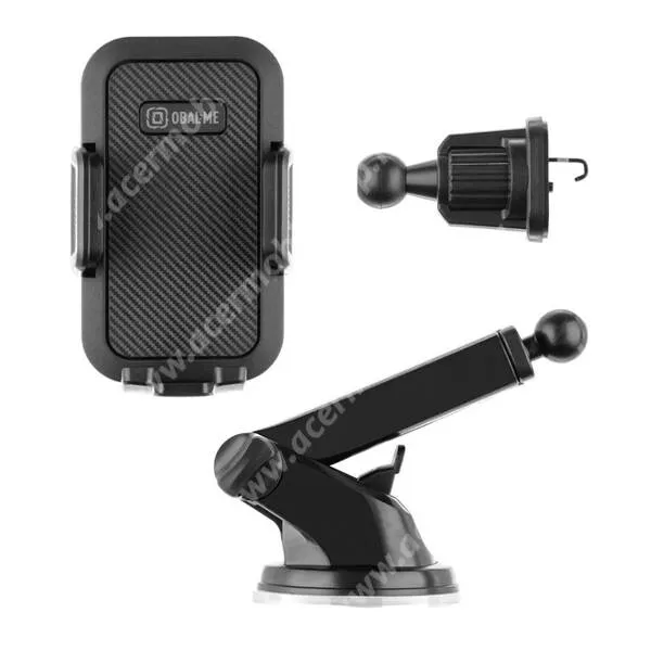 ACER Liquid S1 OBAL:ME TrioMount univerzális autós tartó, Tapadókorongos, Szélvédőre, műszerfalra vagy szellőzőre is rögzíthető, 360°-ban forgatható, 55-90mm-ig nyíló bölcső, Fekete