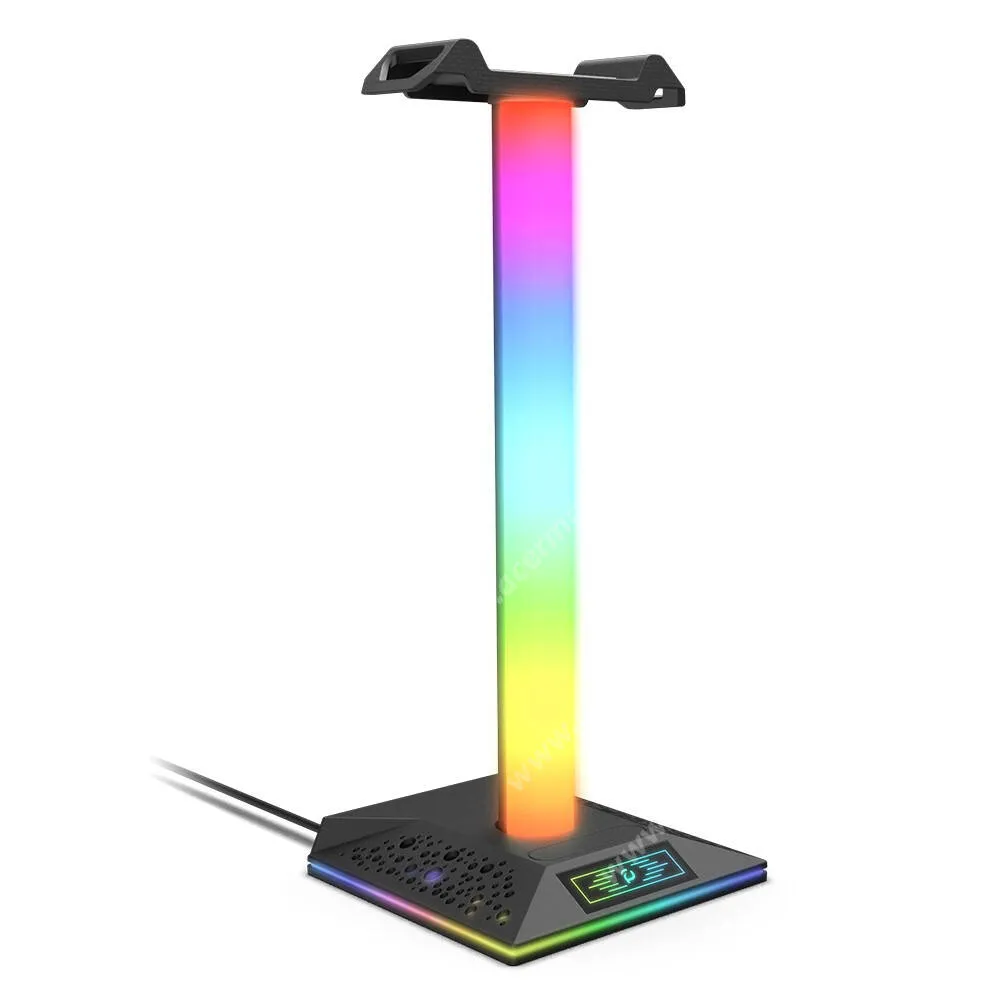 ACER Liquid Z3 RGB színváltós gamer fejhallgató állvány 2 x USB-A, 1 x USB-C aljzattal csatlakozással, 272 x 110mm, Fekete
