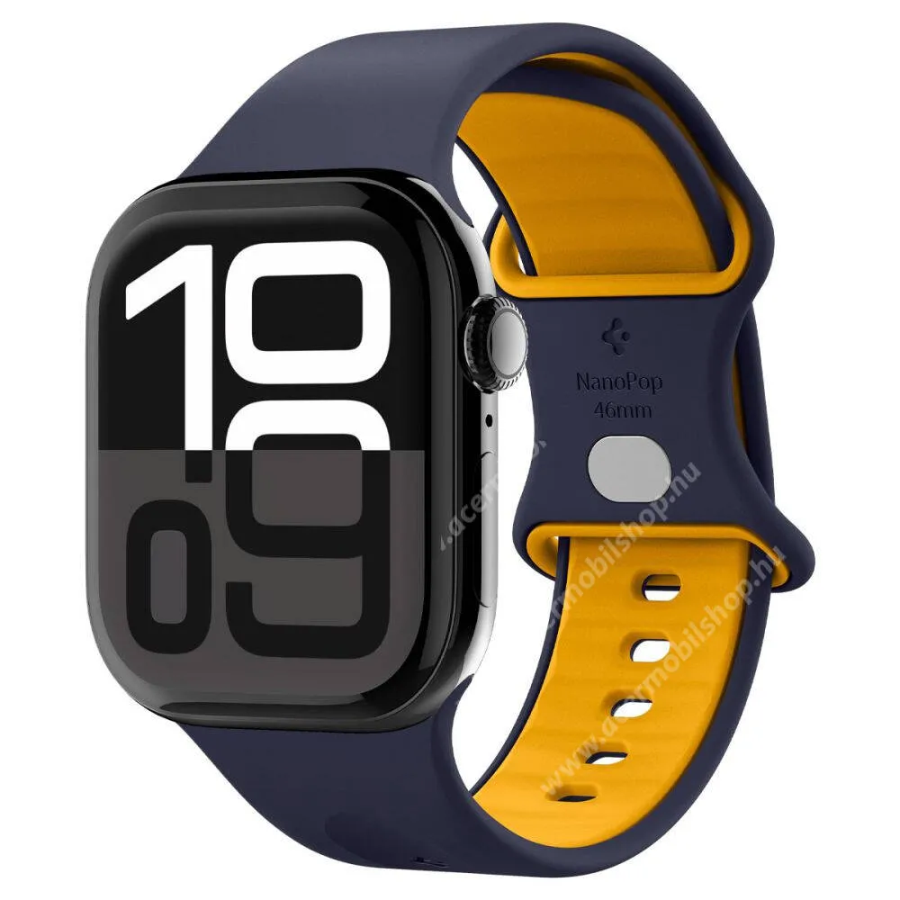 ACER Liquid Z3 Apple Watch Series 1,2,3 38mm, 4,5,6,SE 40mm, 7,8,9 41mm, 10 42mm, 11 42mm, Spigen Nano Pop okosóra szíj, Szilikon, Gyorcsat, AMP09325, Sötétkék