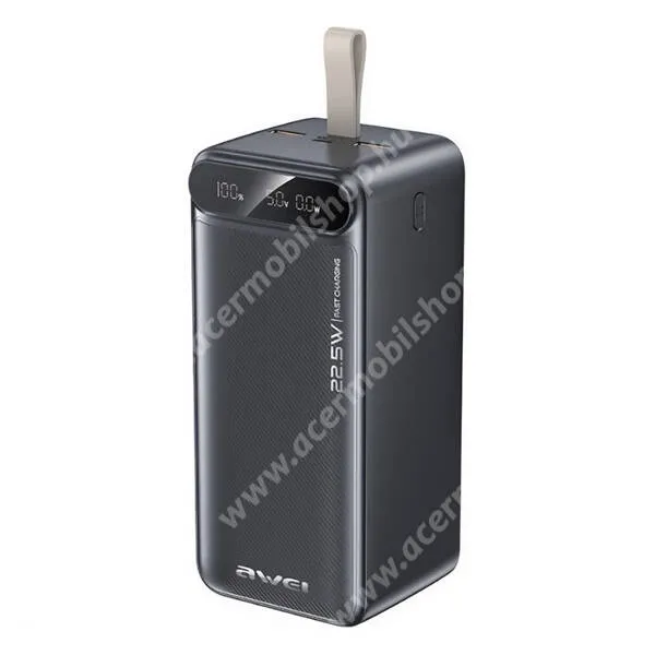 ACER Liquid S1 Awei power bank, Vésztöltő, 2 x USB-A, 1 x USB-C, 1 x microUSB aljzat, 50000mAh, 22,5W, PD 3.0, QC 3.0 gyorstöltő, LED kijelző, PA-13, Fekete