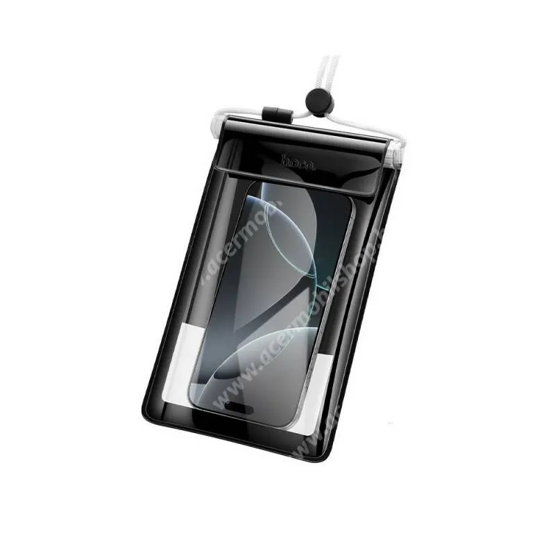 ACER Liquid S1 HOCO vízhatlan, Vízálló tok, AQUA, IPX8, Nyakpánt, 220×133×10mm, 7,2"-os méretű készülékekig, BAG32, Fekete