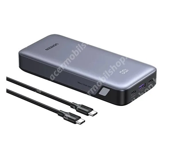 ACER Liquid Z3 UGREEN power bank, Vésztöltő, 1 x USB-A, 2 x USB-C aljzat, 20000mAh, 30W, PD gyorstöltő, LED kijelző, PB532, Sötétszürke