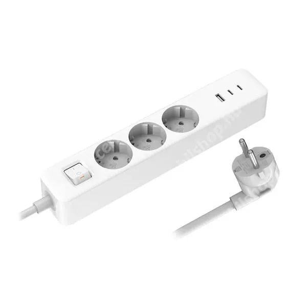 ACER Liquid S1 Xiaomi Power Strip hálózati elosztó, töltőállomás, 3 x AC, 2 x USB-C aljzat, 20W, GaN, PD gyorstöltés, 1,5m hosszú kábel, BHR07UKEU, Fehér
