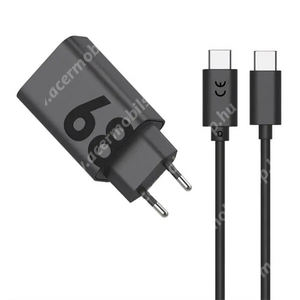 ACER Liquid S1 Motorola TurboPower hálózati gyorstöltő, 1 x USB-C aljzat, 68W, GaN, PD 3.0, QC 3.0 gyorstöltés, 1 x Type-C kábel, PG38C06279, Fekete