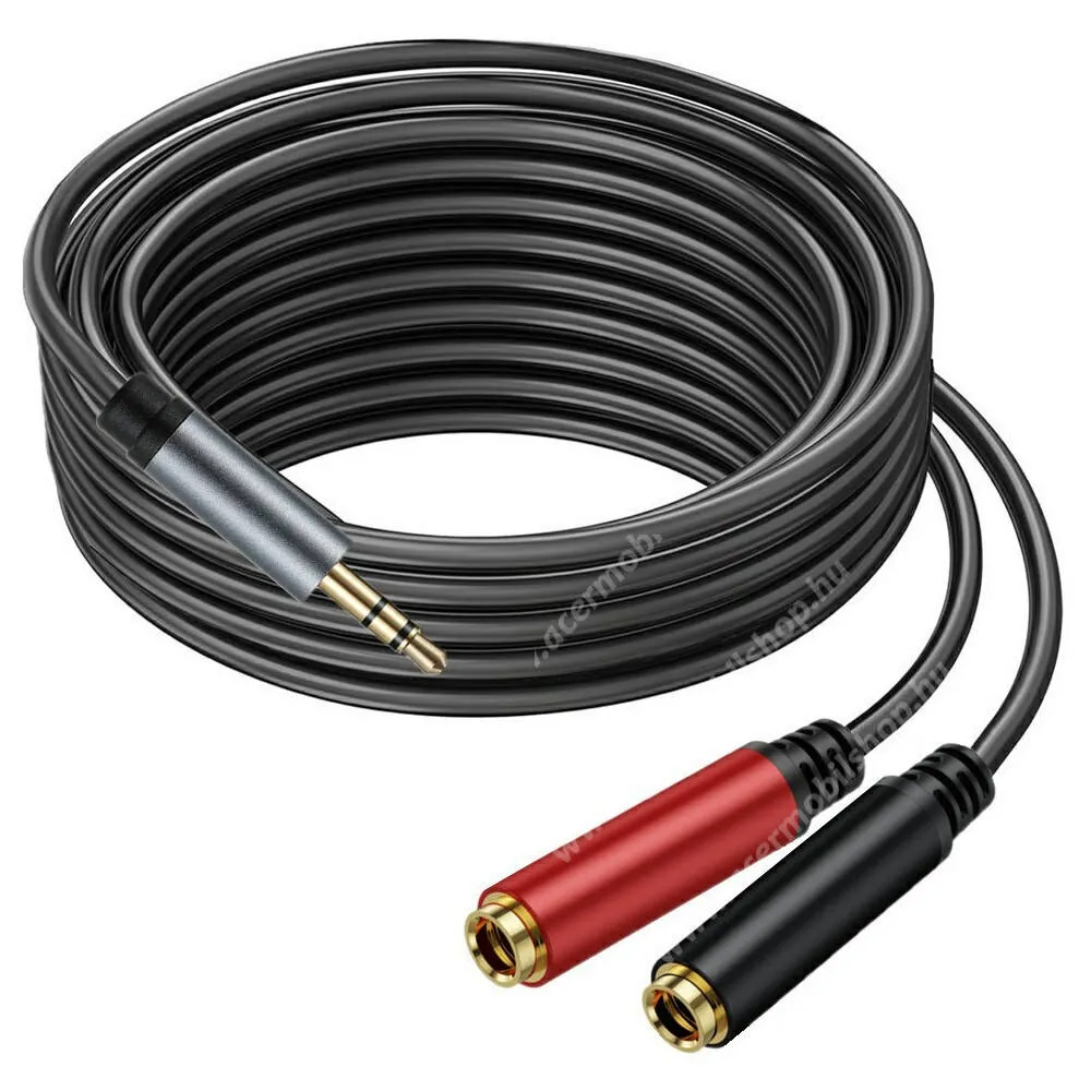 ACER Liquid S1 3,5mm jack sztereó TRS, Két 6,35 mm (1/4 hüvelyk) TS anya, Y audió kábel elosztó kábel, 5m, Fekete