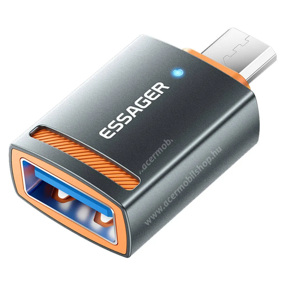 ACER Liquid S1 ESSAGER átalakító adapter, OTG, USB-A / microUSB, Adatátvitel és töltés támogatás, 3A, Alumíniumötvözet ház, Fekete