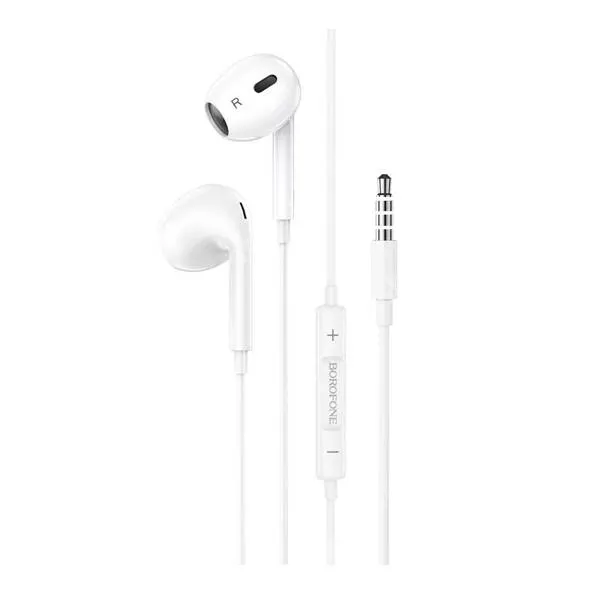 ACER Liquid Z3 Hoco Borofone Gorgeus fülhallgató, Sztereo, Headset, 3,5mm jack, Hangerőszabályzó és felvevő gomb, Mikrofon, 1,2m hosszú, BM80, Fehér