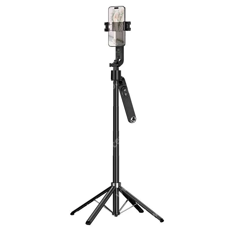 ACER Liquid S1 Hoco Soporte teleszkópos selfie bot és tripod állvány, automata arckövetés, 95cm-ig állítható nyél, 50–90mm-ig nyíló bölcső, Bluetooth kioldó, K32, Fekete