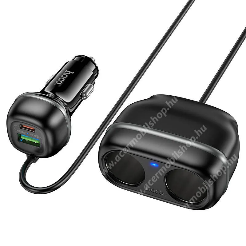 Zeblaze VIBE 6 Hoco Z59 Rank autós gyorstöltő, USB-A (QC3.0 18W) + USB-C (PD3.0 30W) + 2db szivargyújtó aljzat (12V/120W, 24V/240W), Fekete
