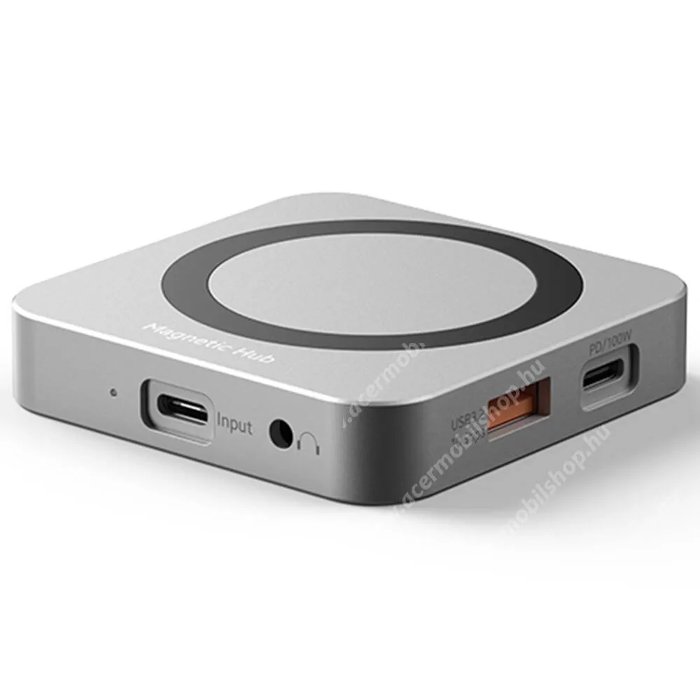 ACER Liquid Jade PrimoMC906 2230 M.2 NVMe SSD ház USB-A 3.2 Gen2 + USB-C 3.2 Gen2 (100W PD 3.0) hubbal, 10Gbps, HD 2.0 (4K/60Hz, 2K/144Hz) kimenettel és SD, microSD, TF kártyaolvasóval, 3,5mm jack AUX, MagSafe mágneses, Szürke