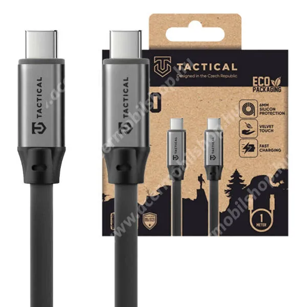  Tactical Fat Man 2.0 adat és gyorstöltő kábel, USB-C / USB-C 2.0, 60W, PD gyorstöltés, 1m hosszú, Lapos kábel, 480Mbps, Szürke