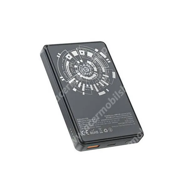 ACER Liquid S1 Awei power bank, Vésztöltő, 1 x USB-A, 1 x USB-C aljzat, 10000mAh, 22,5W, PD gyorstöltő, LED jelző, 15W MagSafe Qi vezeték nélküli töltés, P33K, Fekete