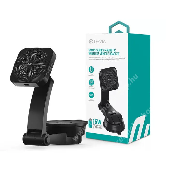 ACER Liquid S1 Devia autós telefontartó, Műszerfalra, Szélvédőre rögzíthető, Tapadókorong, Dönthető, Magsafe 15W Qi vezeték nélküli töltés, Mágneses, USB-C, ST398735, Fekete