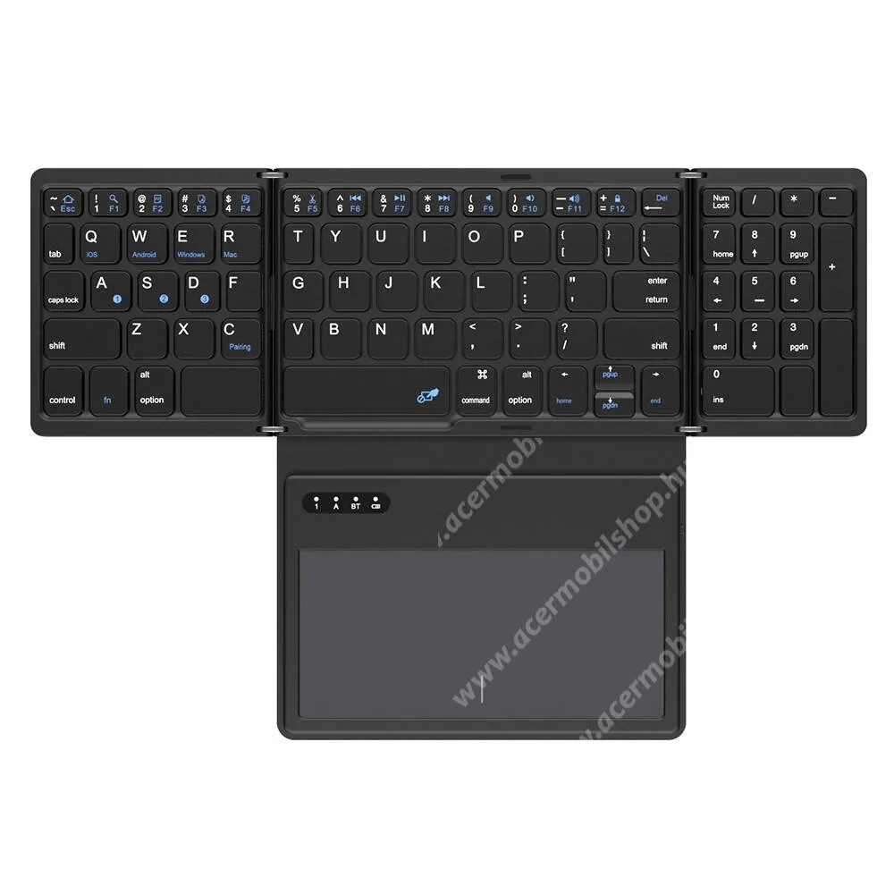 ACER Iconia Tab A3-A20FHD Bluetooth billentyűzet, Touchpad, v3.0, Összecsukható, Hordozható, Vezeték nélküli, 140mAh akku, Angol nyelvű, Fekete