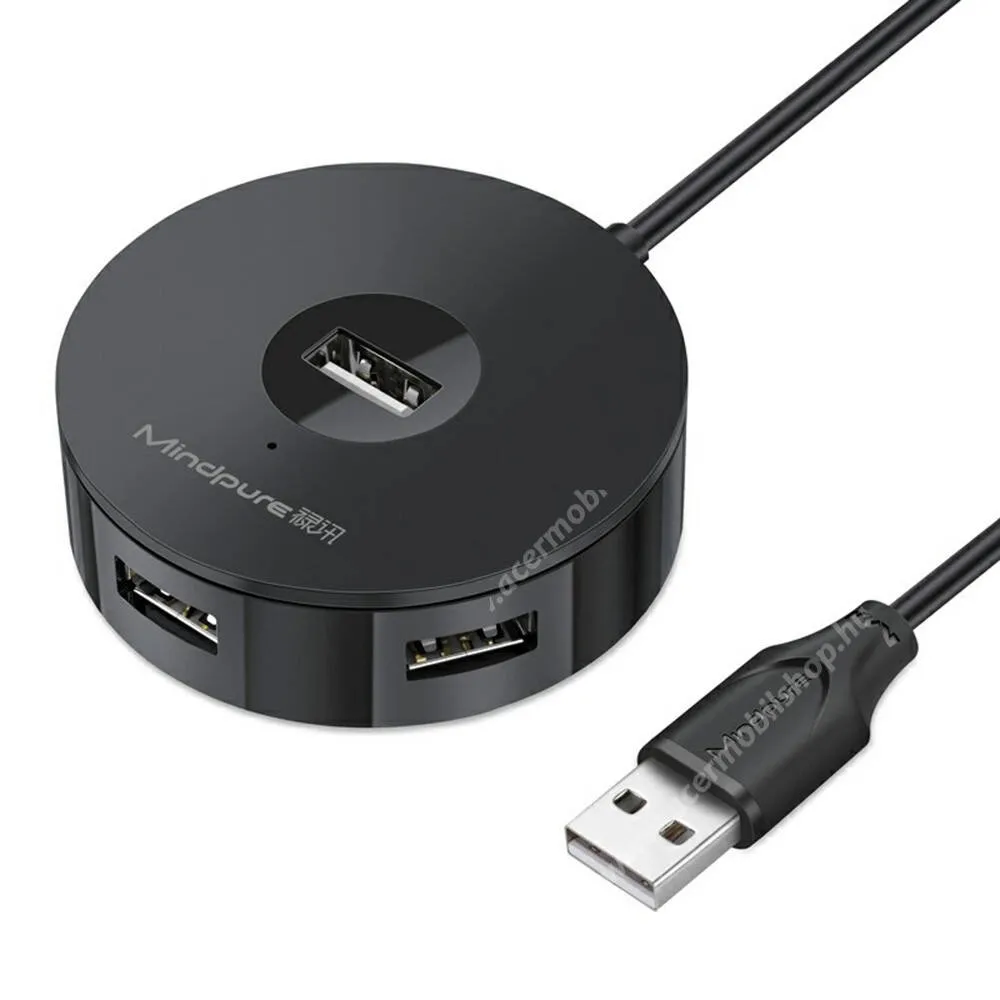 ACER Liquid Z3 MINDPURE USB-A / 4 x USB-A 2.0 köralakú aktív hub, 5V/2A USB-C tápellátás, 30cm, US018, Fekete
