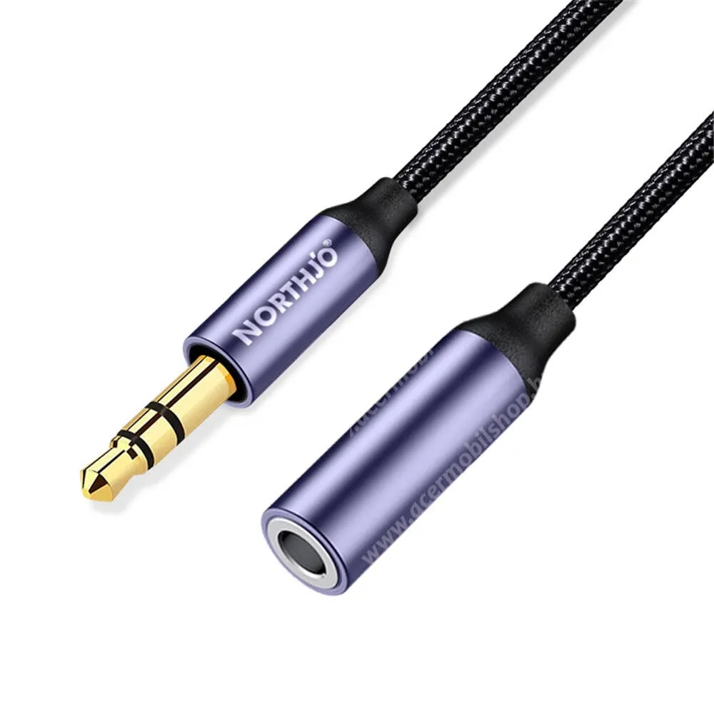 ACER Liquid S1 Northjo 3,5mm jack apa / anya audió, AUX kábel, 1m, 3 pólusú, Szövettel bevont, Fekete, Szürke
