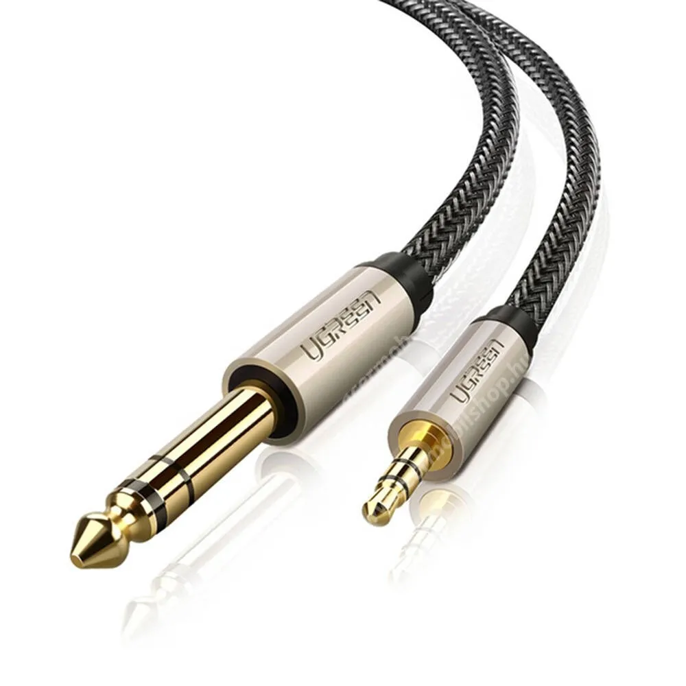 ACER Liquid S1 UGREEN 3,5mm Jack TRS / 6,35mm TS sztereó audio adapter kábel, 3m, Szövettel bevont, Aranyozott csatlakozók, Mobiltelefonhoz, erősítőhöz, házimozihoz, AV127, Fekete