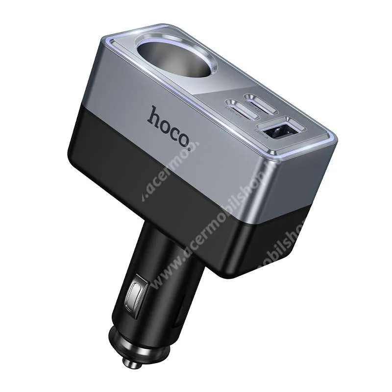 Zeblaze VIBE 6 Hoco Z65A Smart autós gyorstöltő adapter, 1db szivargyújtó + 1 x USB-A + 2 x USB-C aljzat (12V/60W, 24V/120W), Fekete
