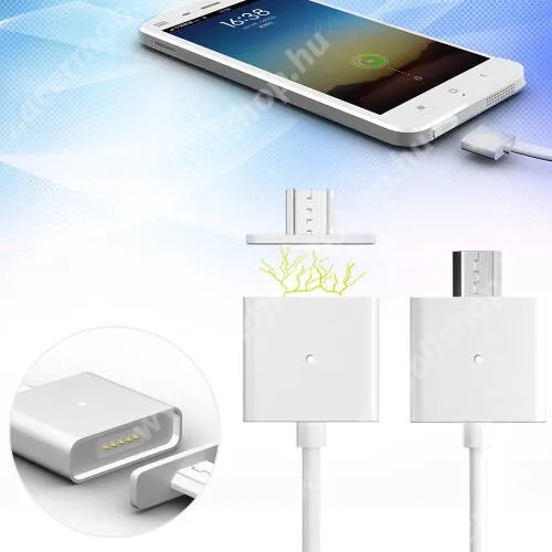 ACER Liquid Z3 Mágneses adatátviteli kábel / USB töltő - microUSB 2.0, 1m hosszú, porvédő funkció, akár 2,4A töltőáram átvitelére képes, 12W - FEHÉR